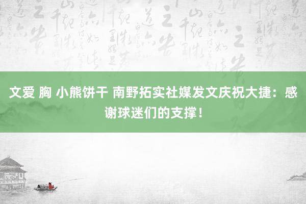 文爱 胸 小熊饼干 南野拓实社媒发文庆祝大捷：感谢球迷们的支撑！